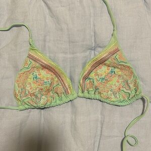 Embroidered Green Bikini Top